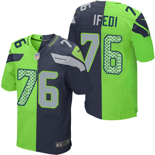 Men's Elite Germain Ifedi Nike Jersey Navy/Green - #76 Split Fashion NFL Seattle Seahawks